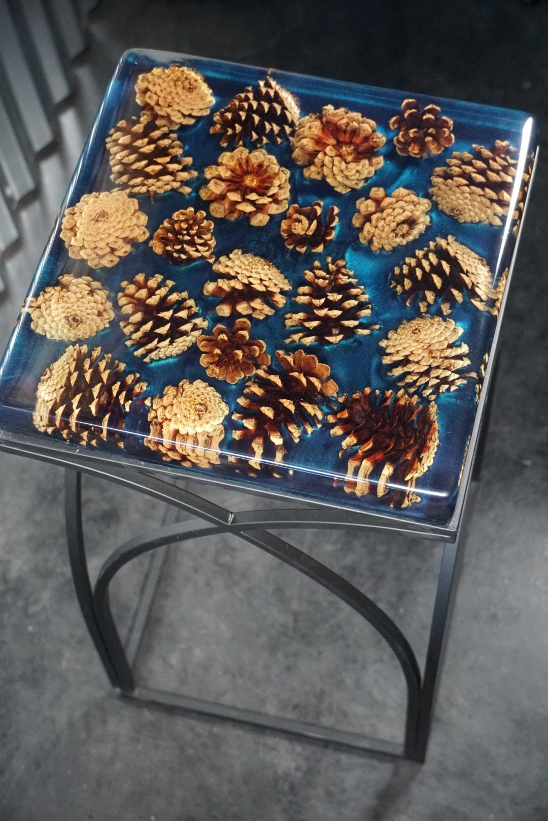 PINECONE OLIVE Epoxy Resin Table with Olive Wood | Side Table | End Table | Accent Table, C-Table