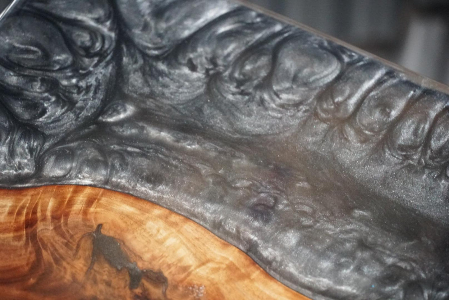 Black & Silver Walnut Wood Accent Table, Side Table, End Table, C-Table