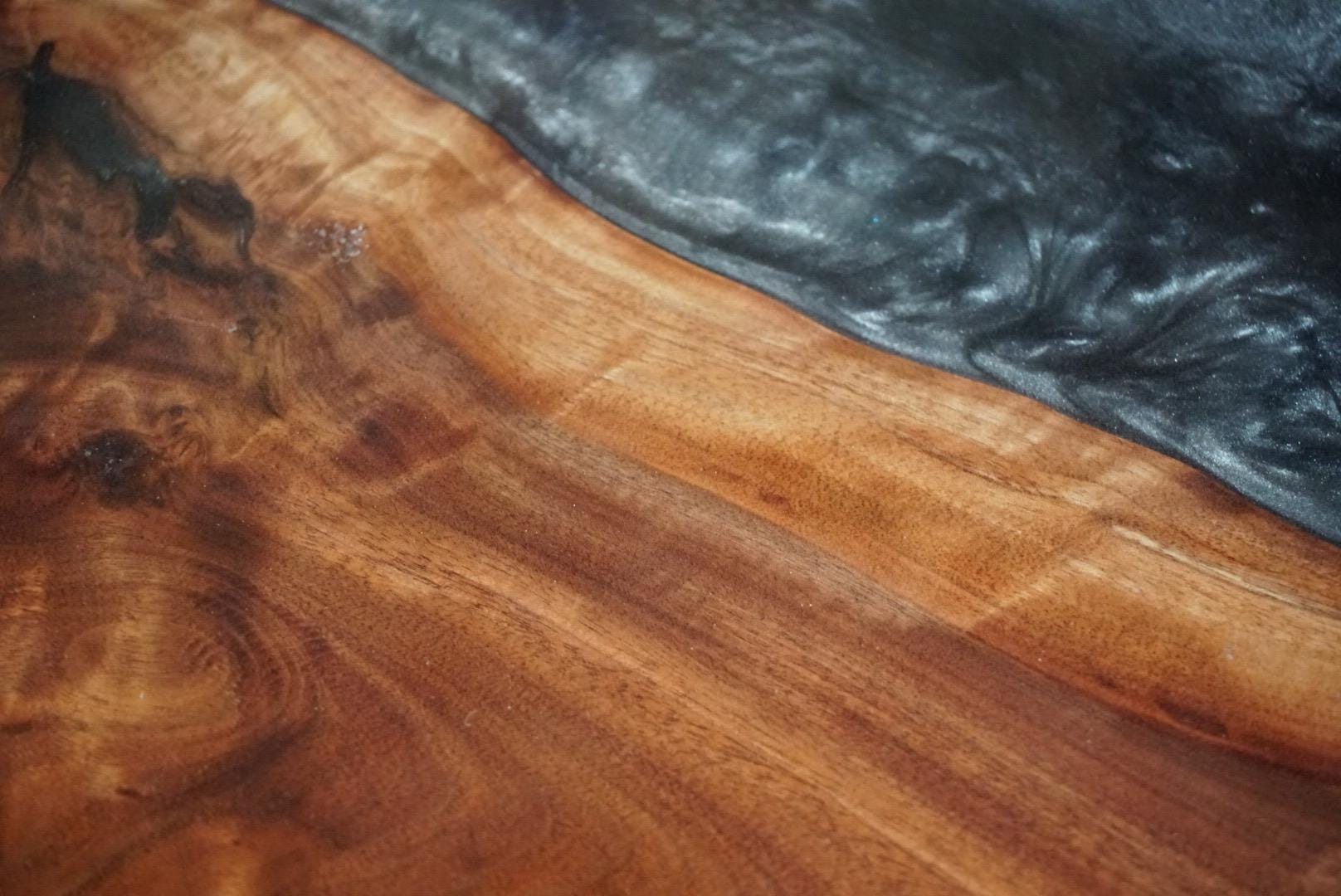 Black & Silver Walnut Wood Accent Table, Side Table, End Table, C-Table