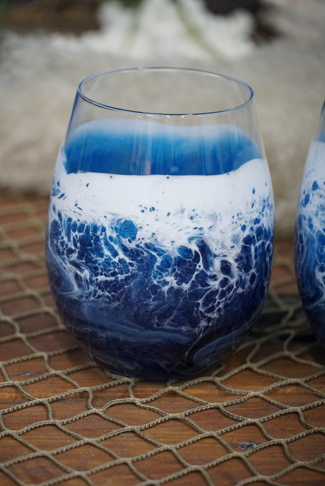 Ocean Waves Wine Glasses | Coastal Decor