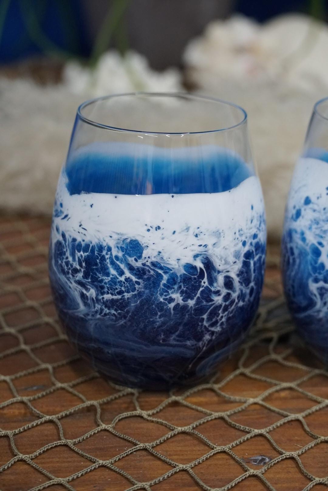 Ocean Waves Wine Glasses | Coastal Decor