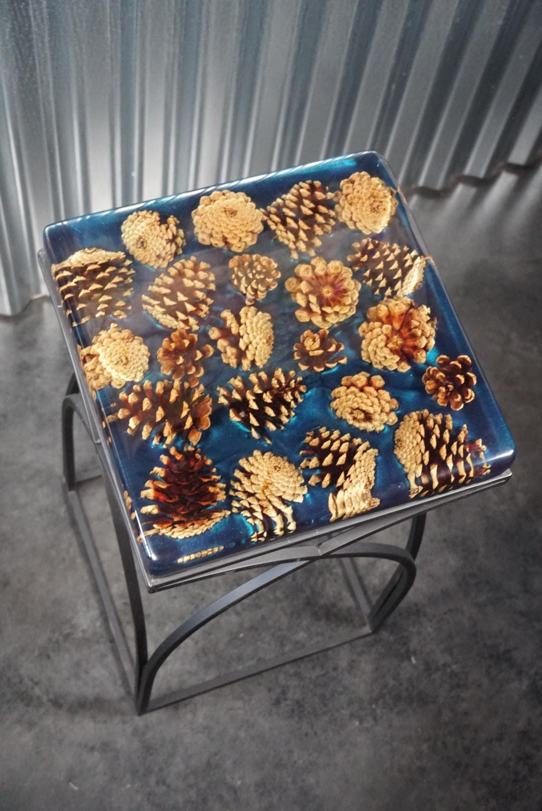 PINECONE OLIVE Epoxy Resin Table with Olive Wood | Side Table | End Table | Accent Table, C-Table