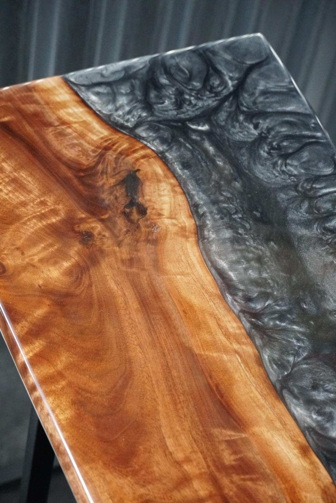 Black & Silver Walnut Wood Accent Table, Side Table, End Table, C-Table