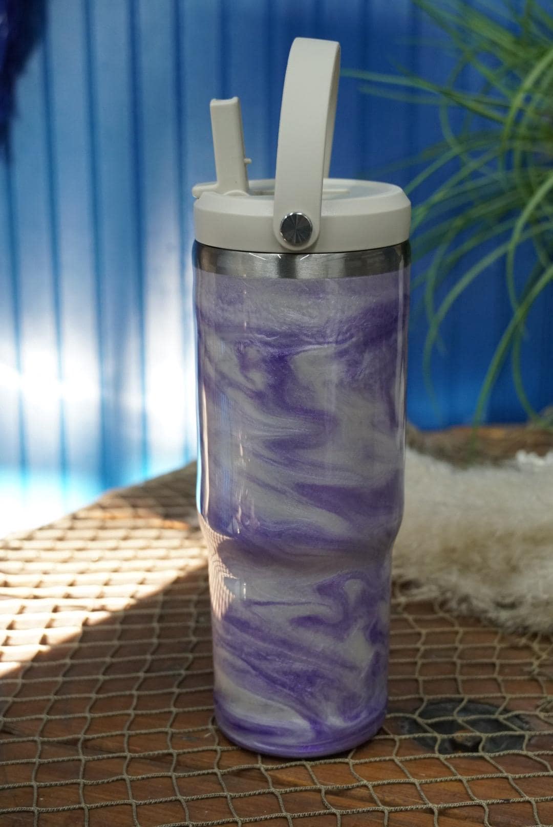 Ocean Waves Purple & Pearl Water Bottle