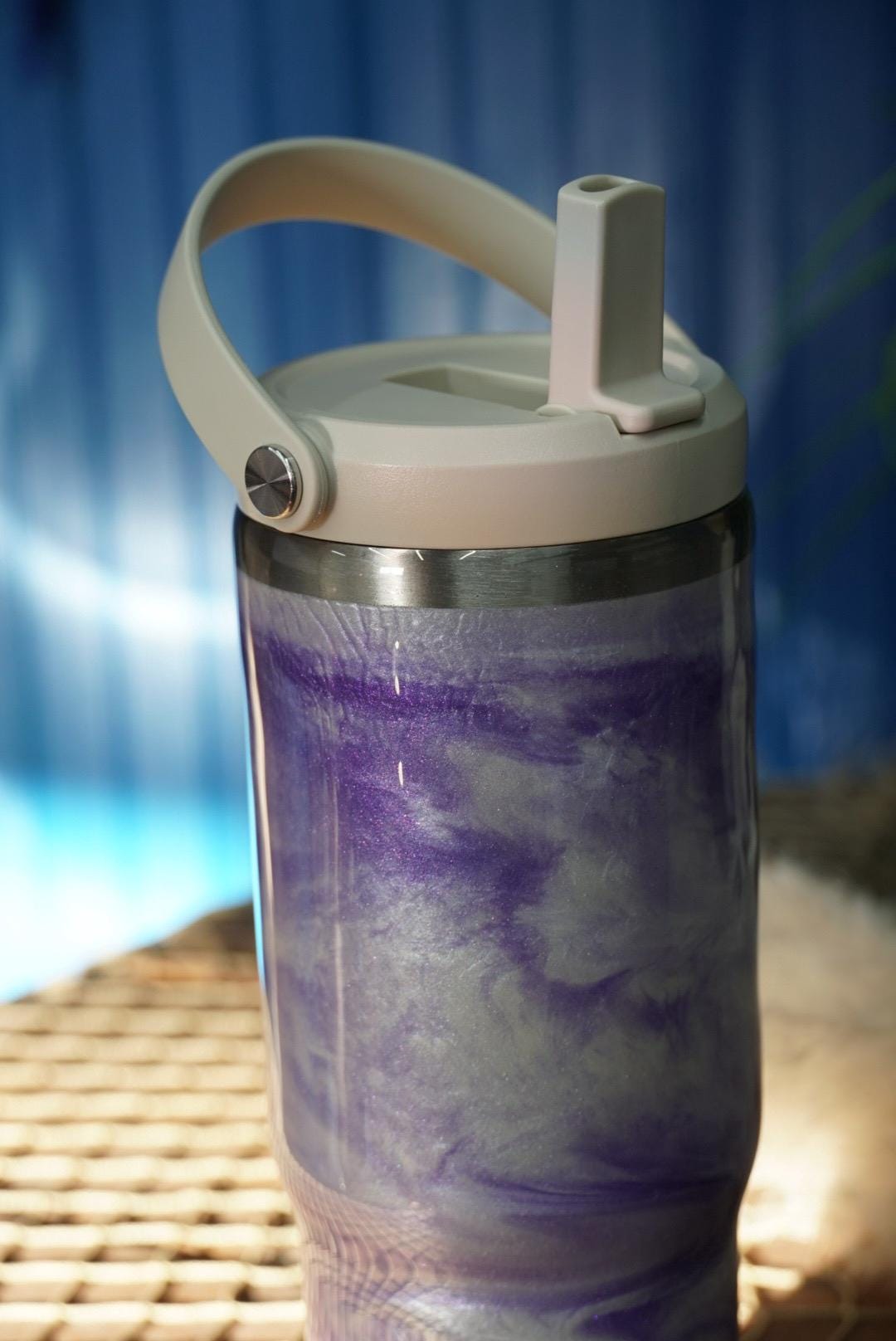 Ocean Waves Purple & Pearl Water Bottle