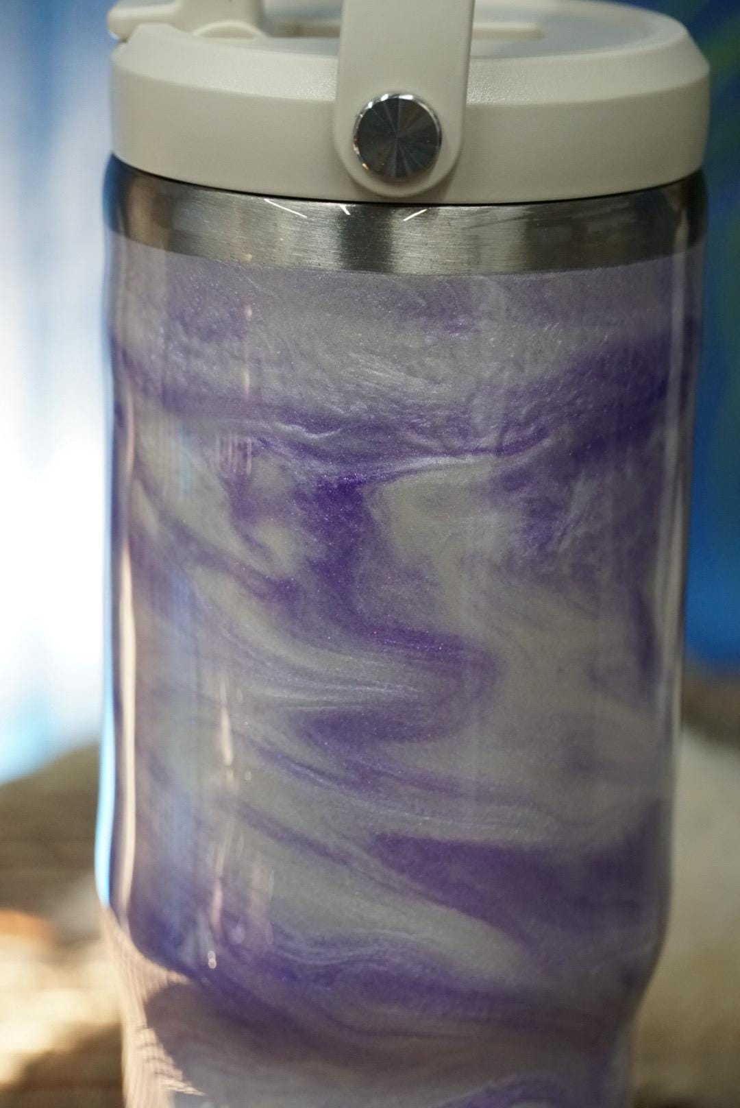 Ocean Waves Purple & Pearl Water Bottle