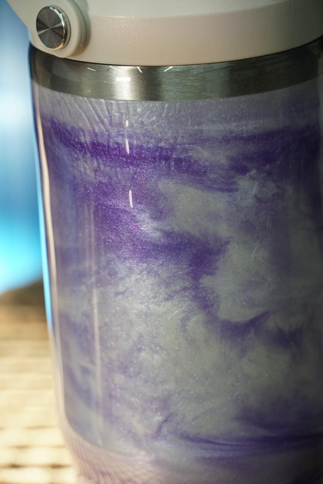 Ocean Waves Purple & Pearl Water Bottle