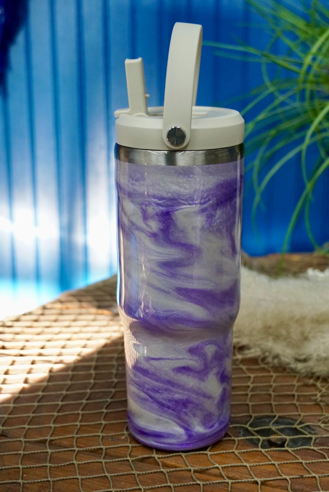 Ocean Waves Purple & Pearl Water Bottle