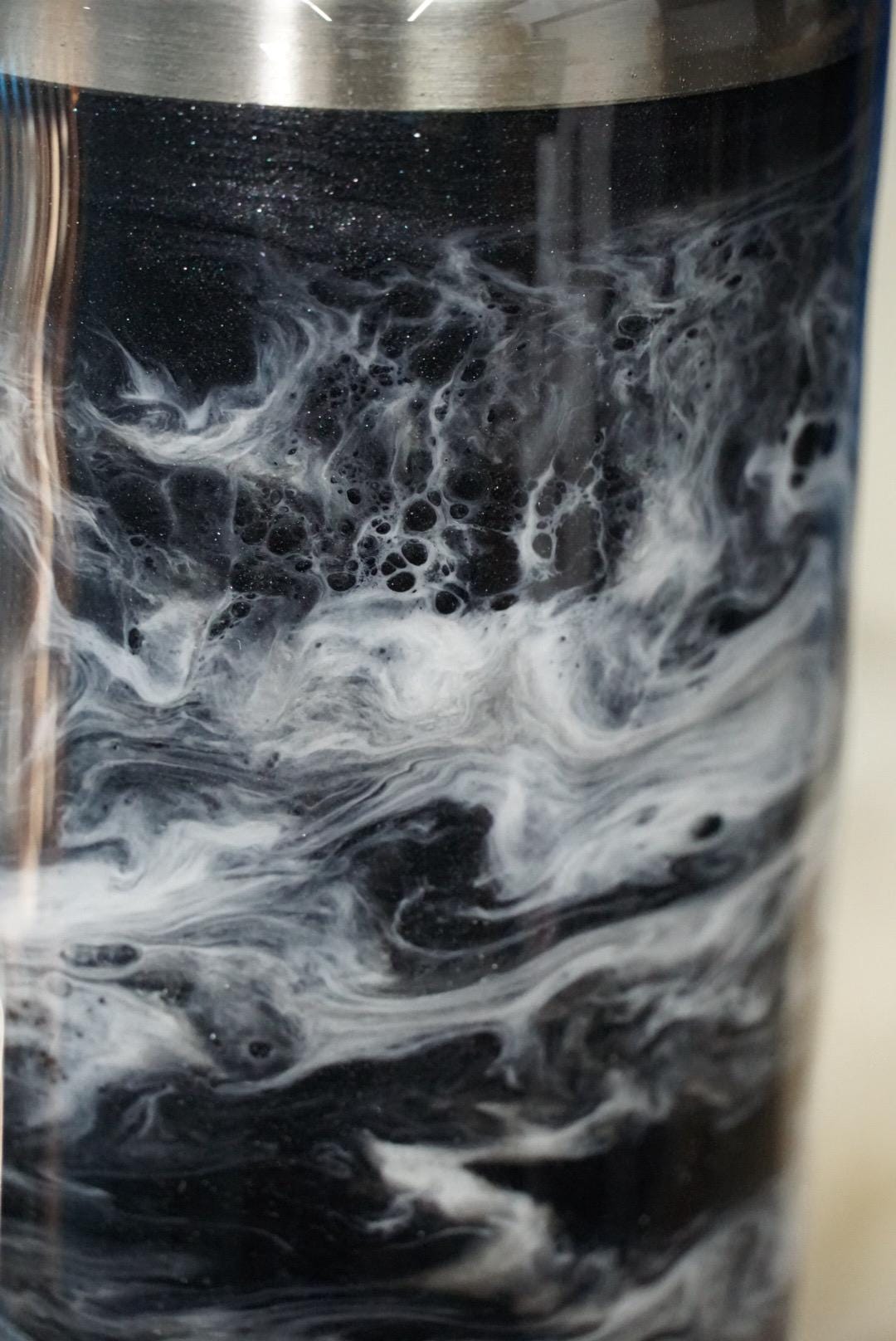 Black & White Waves Water Bottle