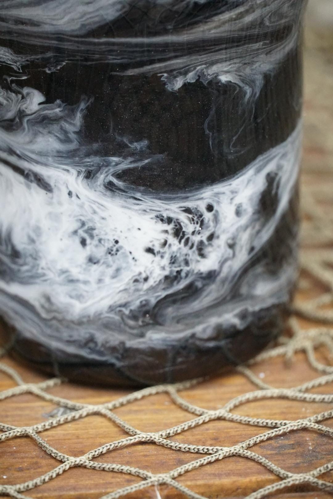 Black & White Waves Water Bottle