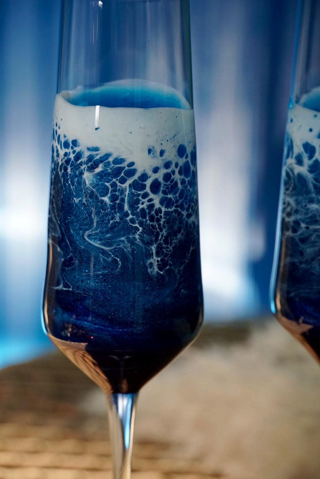 Ocean Waves Champagne Glasses Set of Two | Coastal Decor