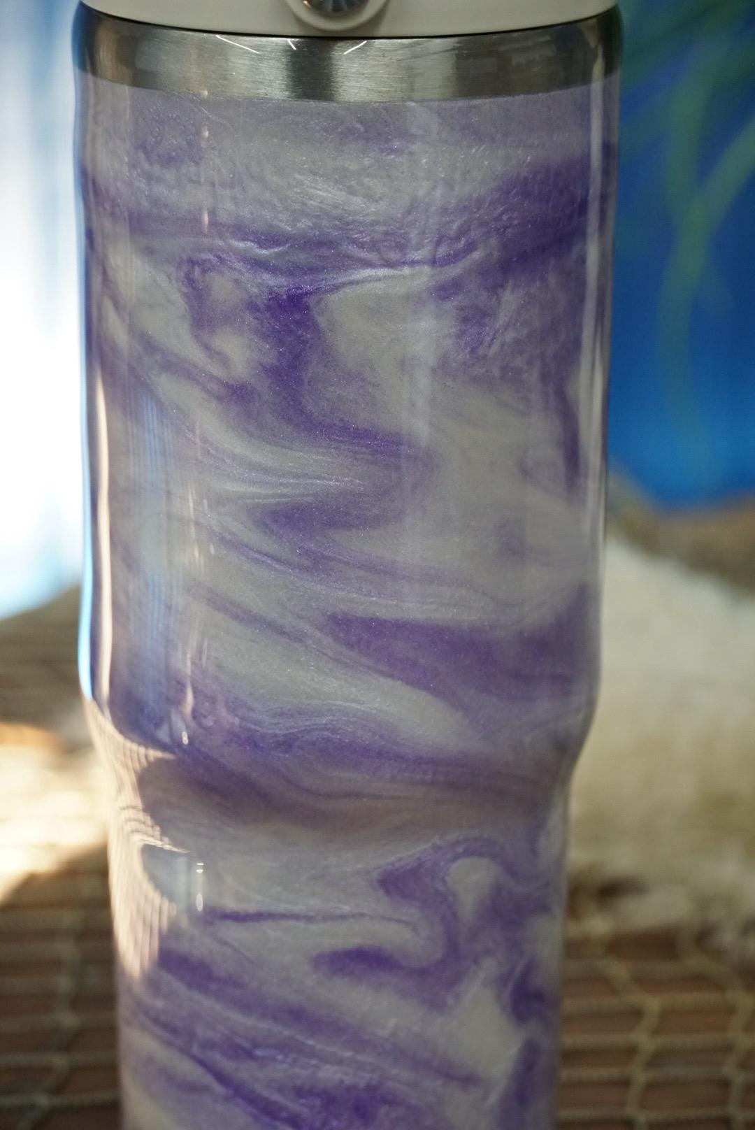 Ocean Waves Purple & Pearl Water Bottle