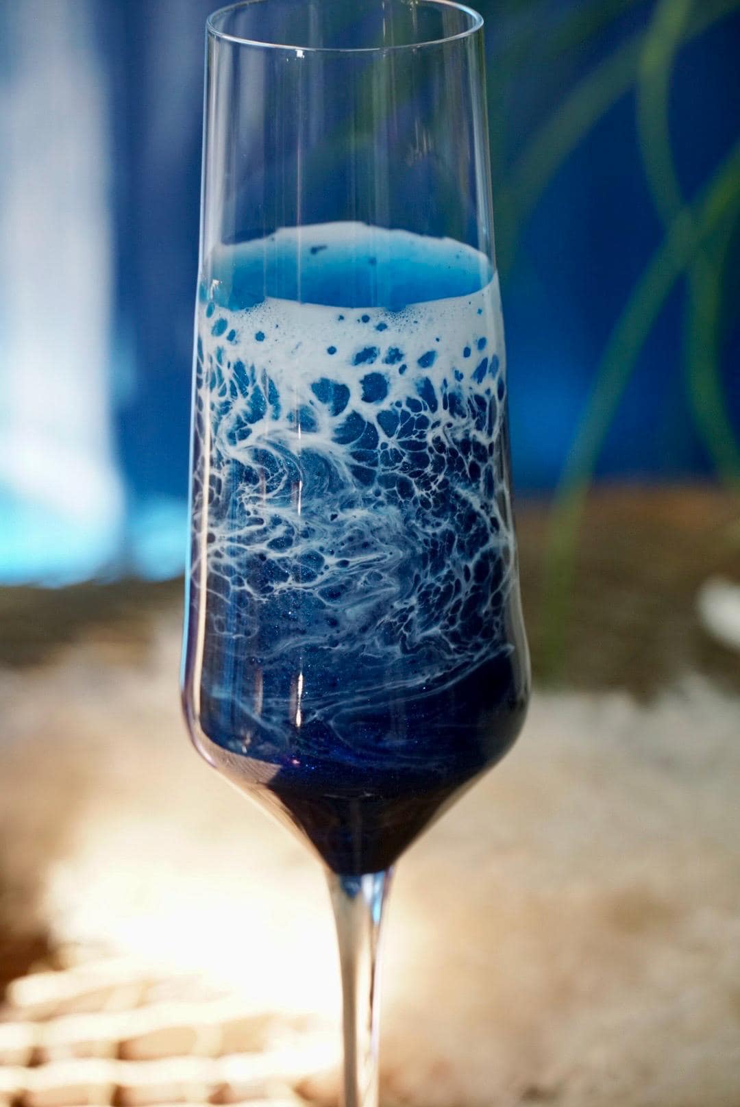 Ocean Waves Champagne Glasses Set of Two | Coastal Decor