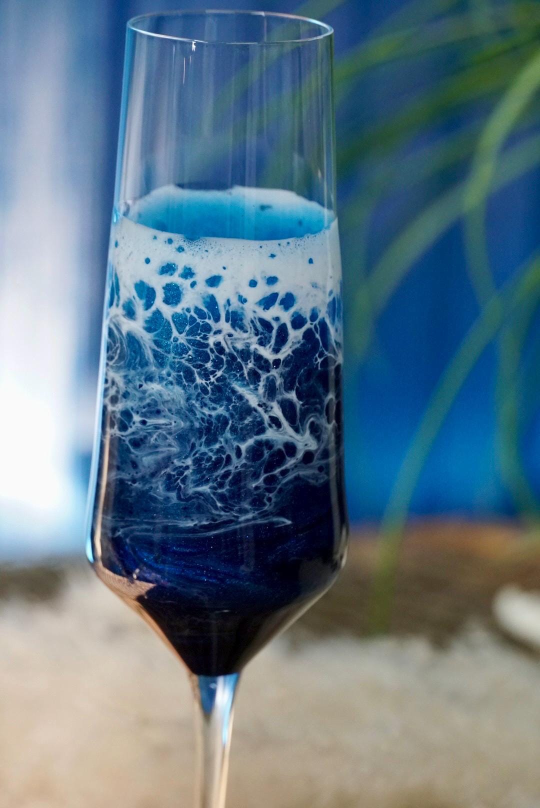 Ocean Waves Champagne Glasses Set of Two | Coastal Decor