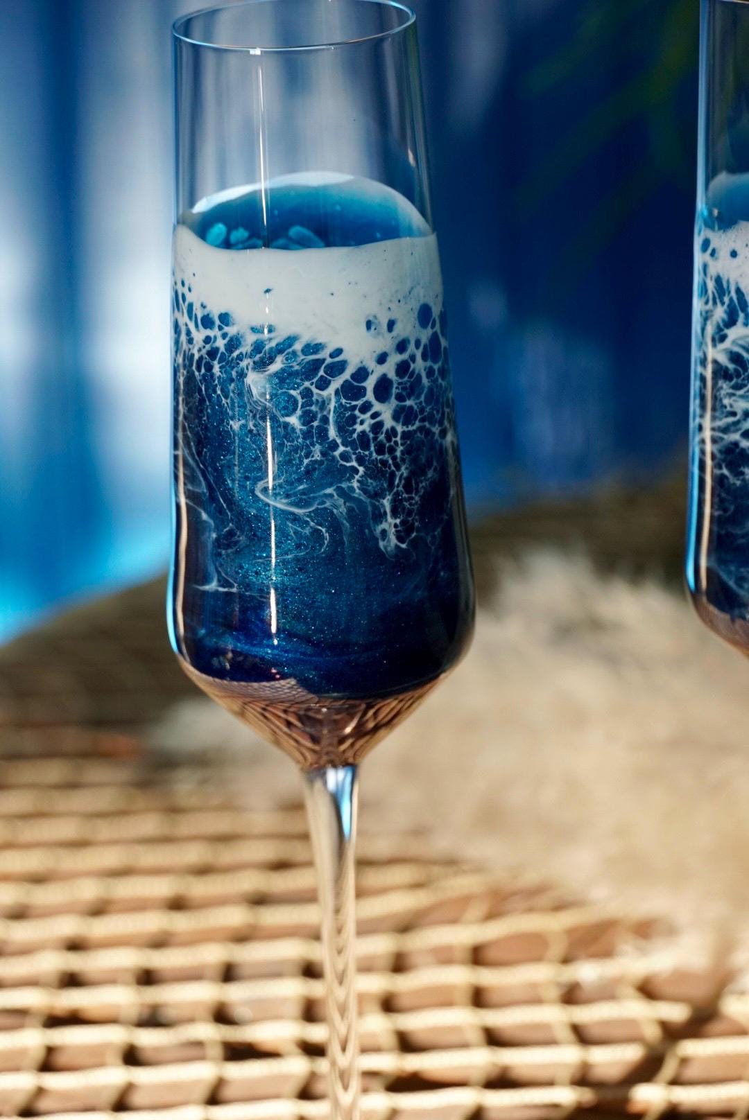 Ocean Waves Champagne Glasses Set of Two | Coastal Decor