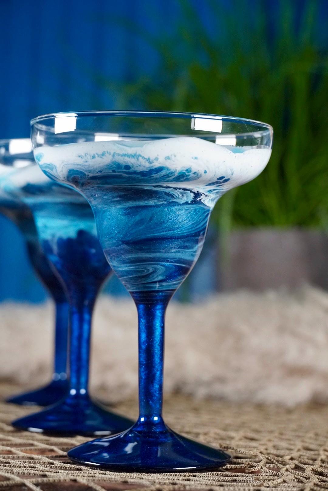 Two Ocean Waves Margarita Glasses | Coastal Decor