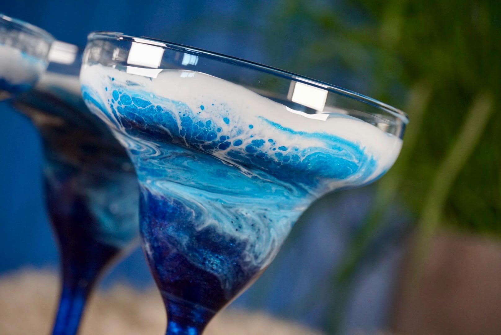 Two Ocean Waves Margarita Glasses | Coastal Decor