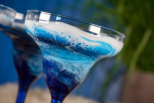 Two Ocean Waves Margarita Glasses | Coastal Decor