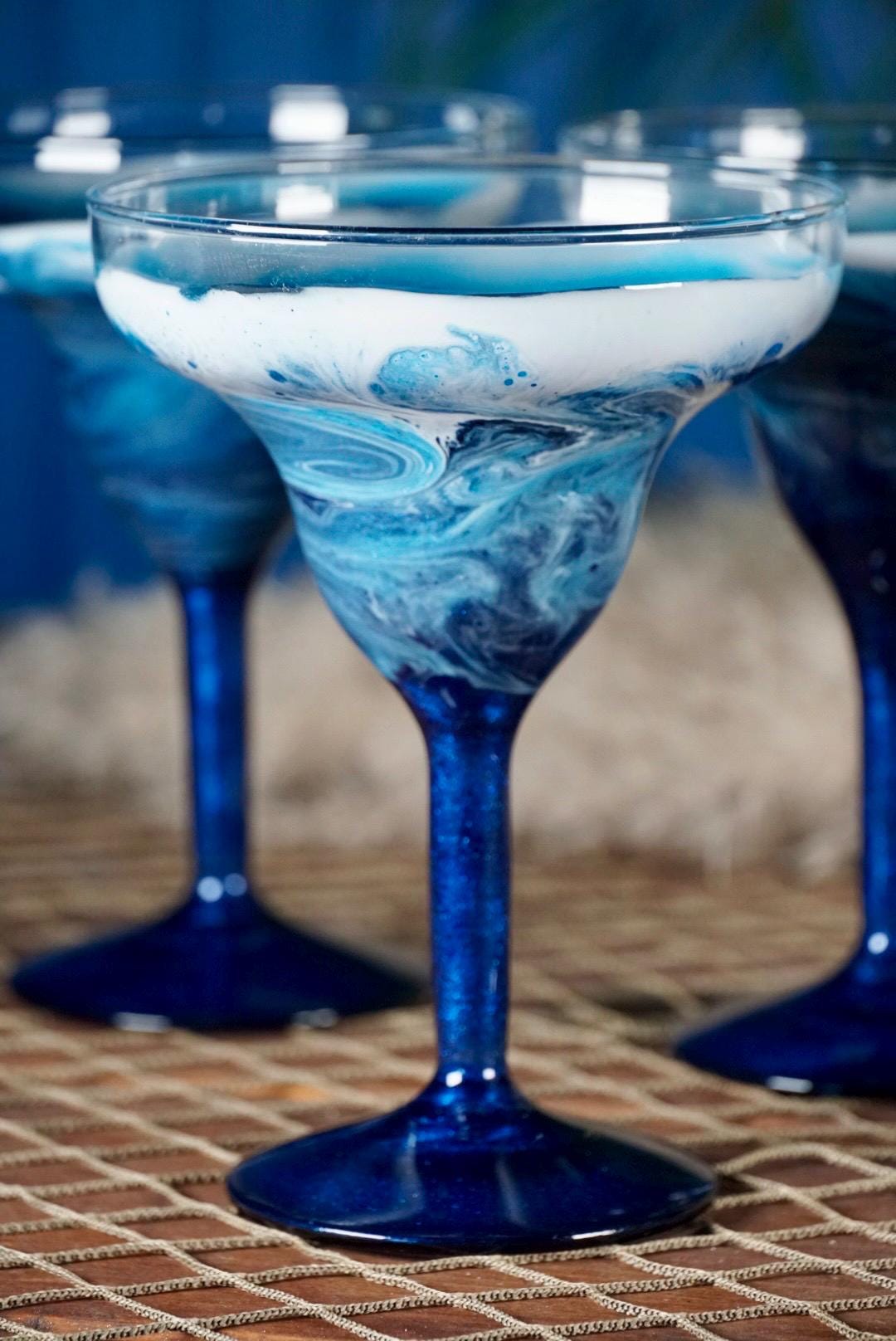 Two Ocean Waves Margarita Glasses | Coastal Decor