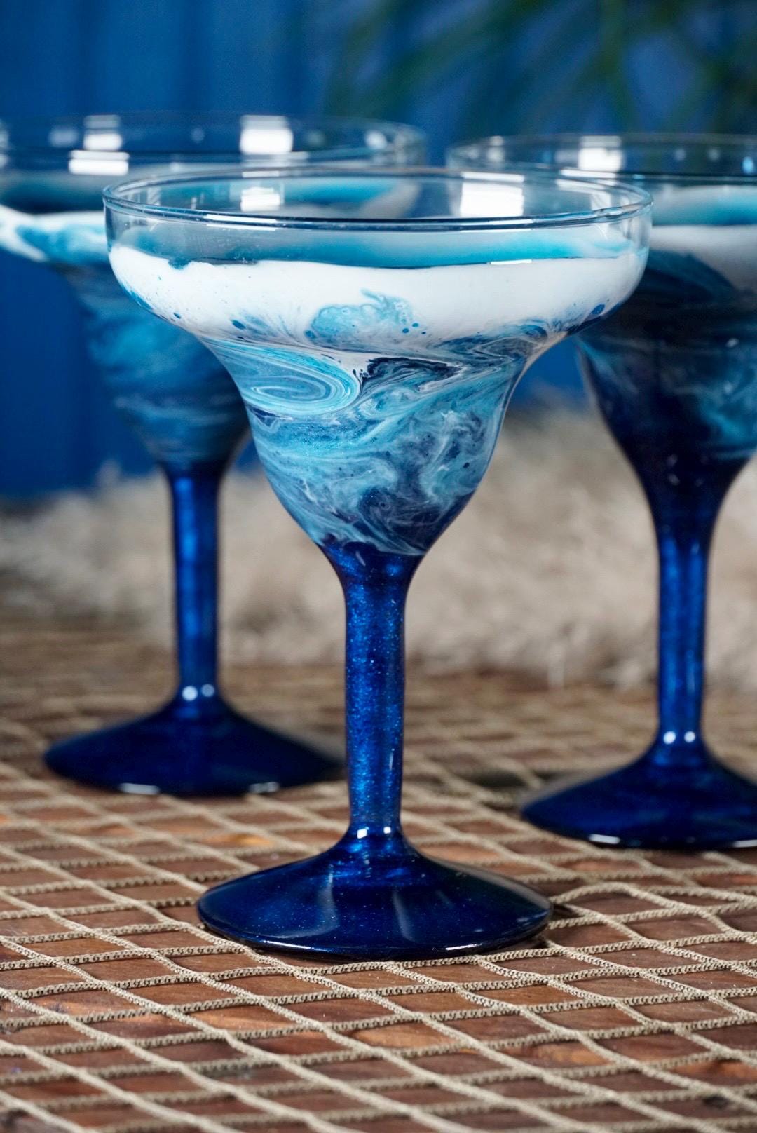 Two Ocean Waves Margarita Glasses | Coastal Decor