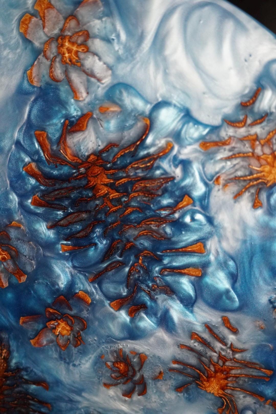 PINECONE BLUE Epoxy Resin Table with Pinecones | Side Table | End Table | Accent Table