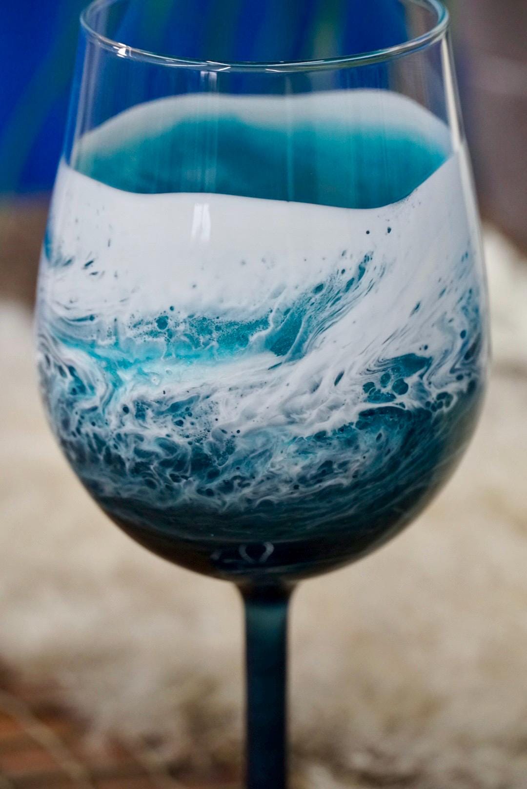 Turquoise Waves Wine Glasses | Coastal Decor