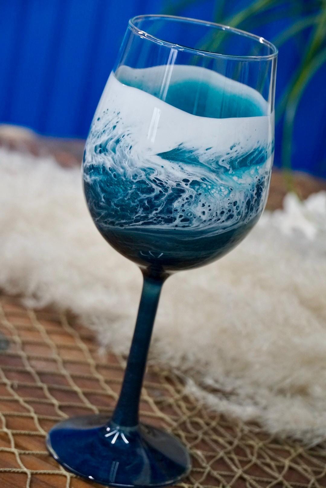 Turquoise Waves Acylic Wine Glasses | Coastal Decor