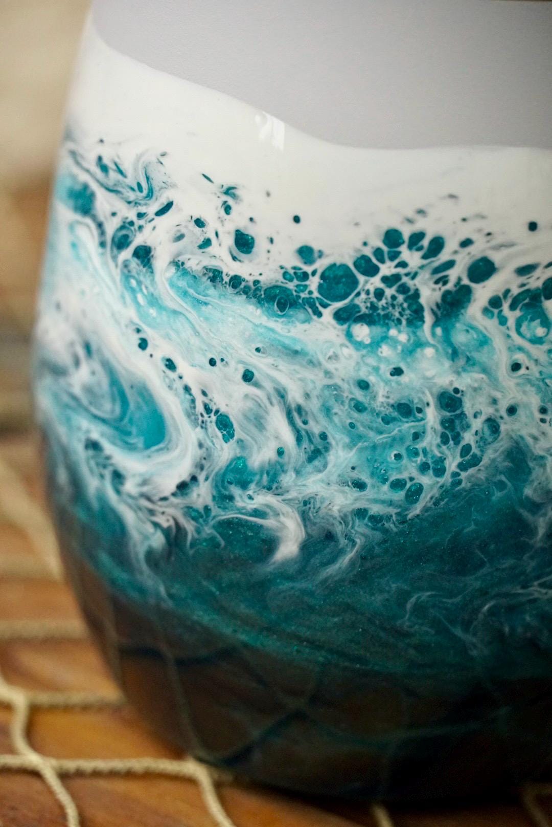 Turquoise Waves Wine Tumbler | Coastal Decor