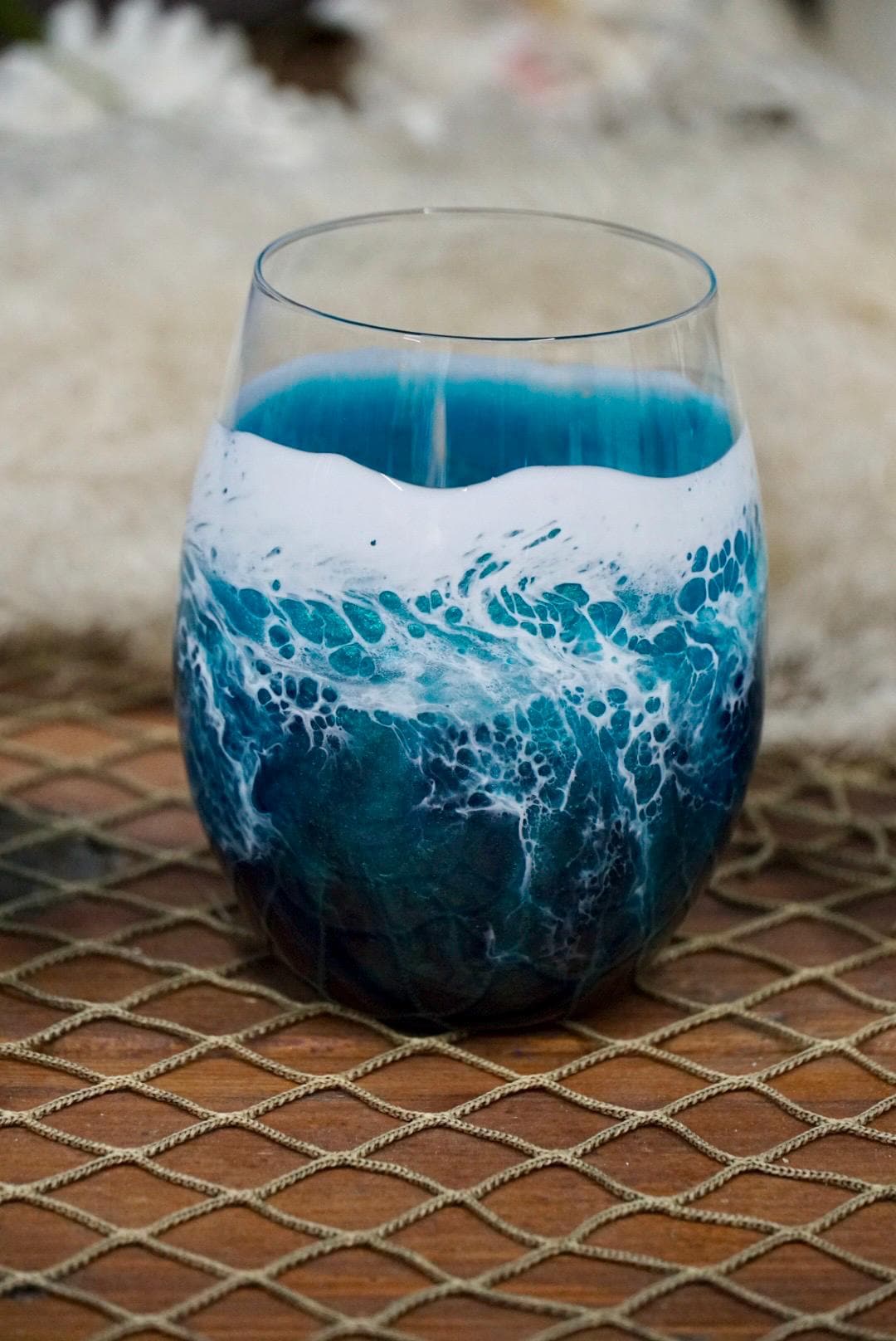 Turquoise Waves Wine Glasses | Coastal Decor