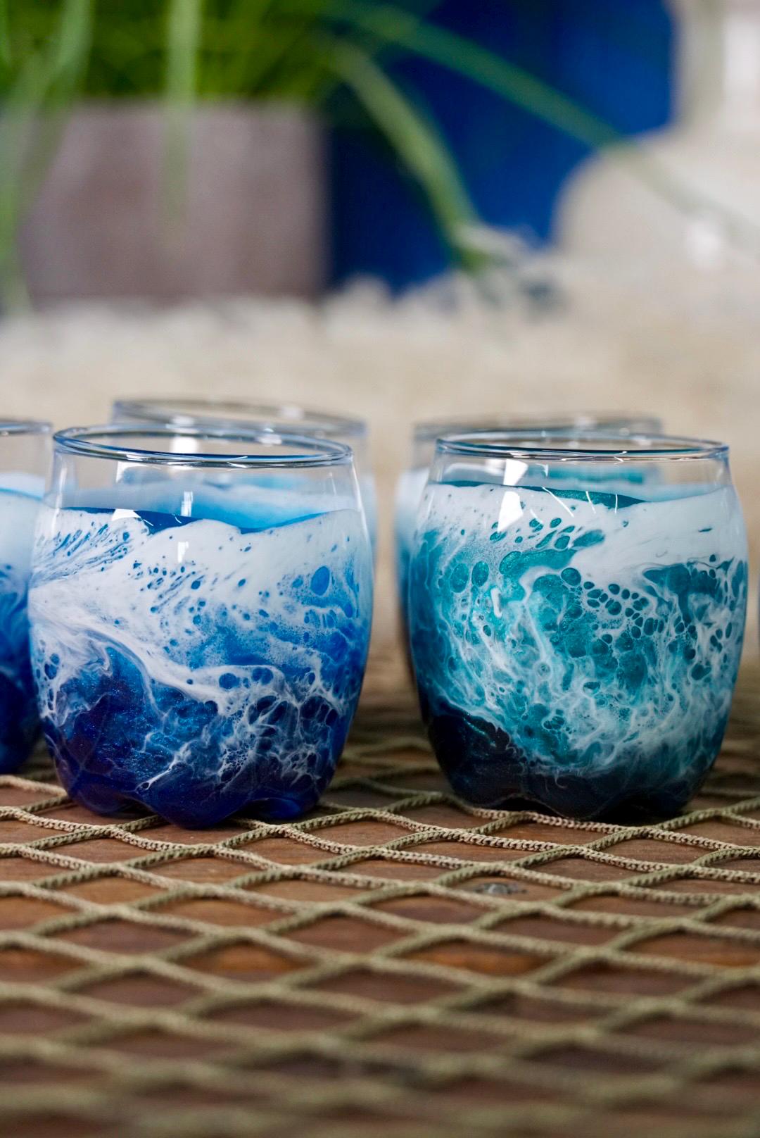 Turquoise Waves Shot Glasses | Coastal Decor