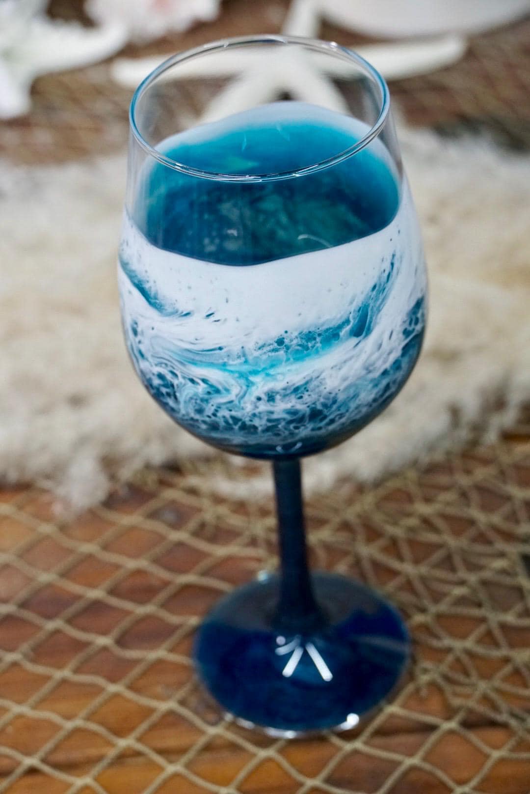 Turquoise Waves Acylic Wine Glasses | Coastal Decor