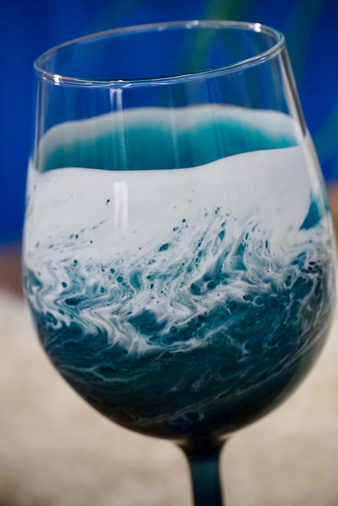Turquoise Waves Wine Glasses | Coastal Decor