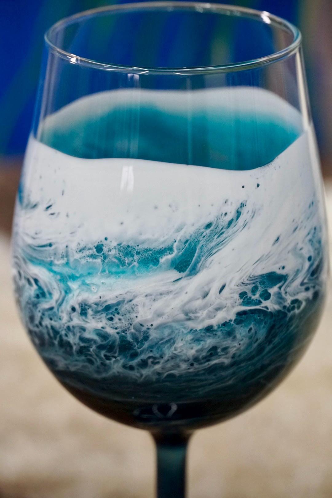Turquoise Waves Wine Glasses | Coastal Decor