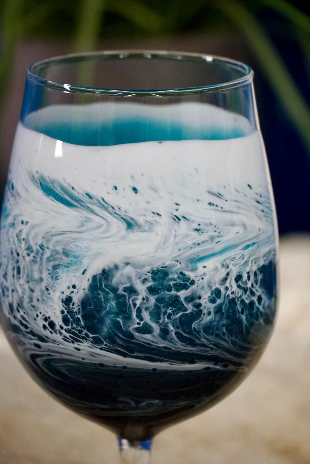 Turquoise Waves Wine Glasses | Coastal Decor