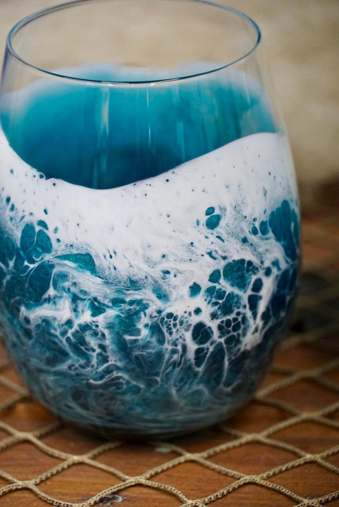 Turquoise Waves Wine Glasses | Coastal Decor