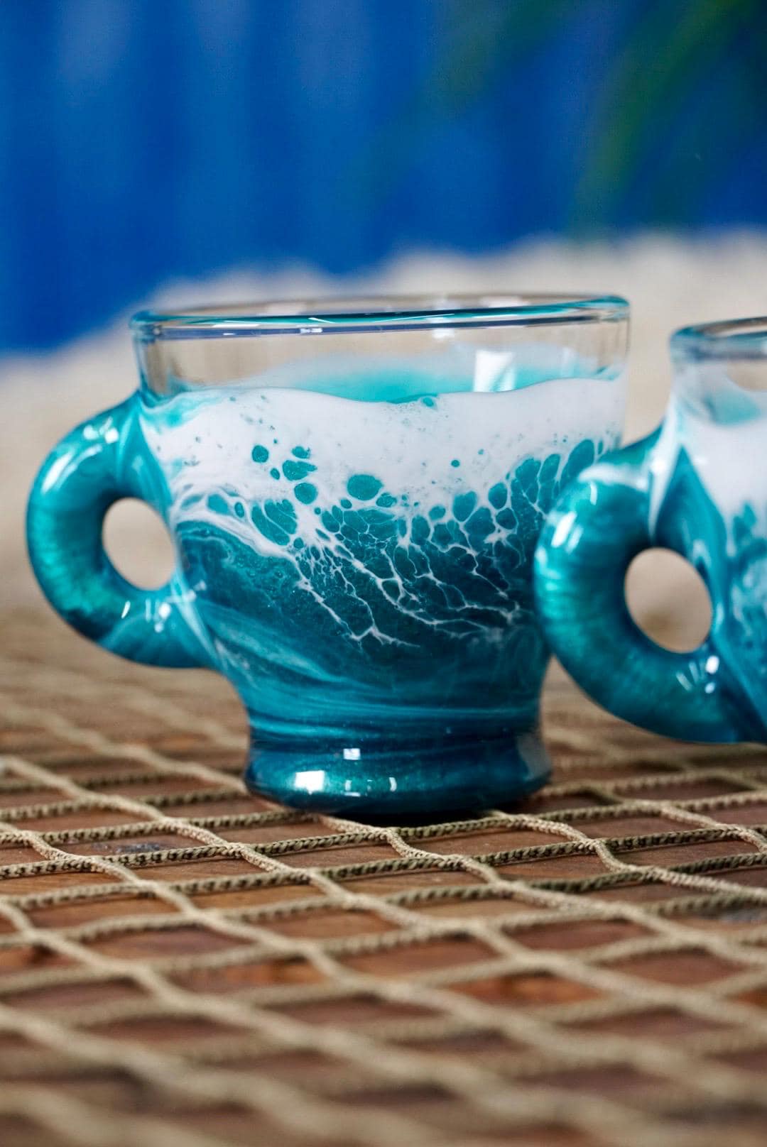 Turquoise Waves Espresso Coffee Cups | Coastal Decor