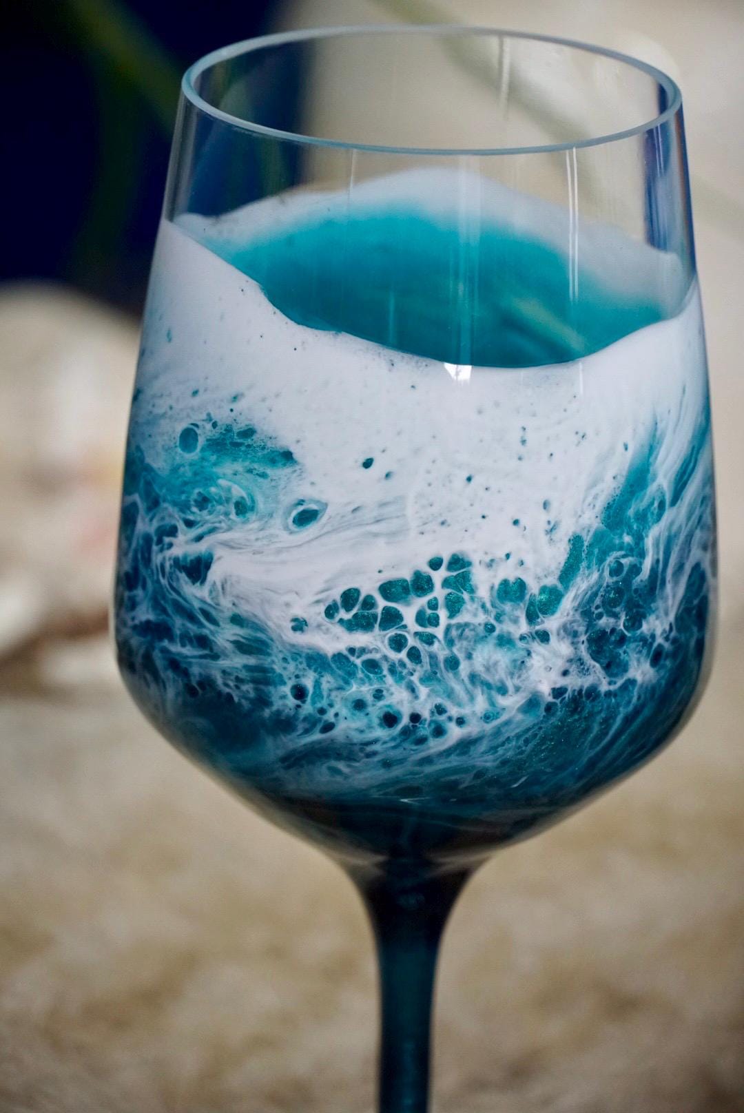Turquoise Waves Acrylic Wine Glass | Coastal Decor