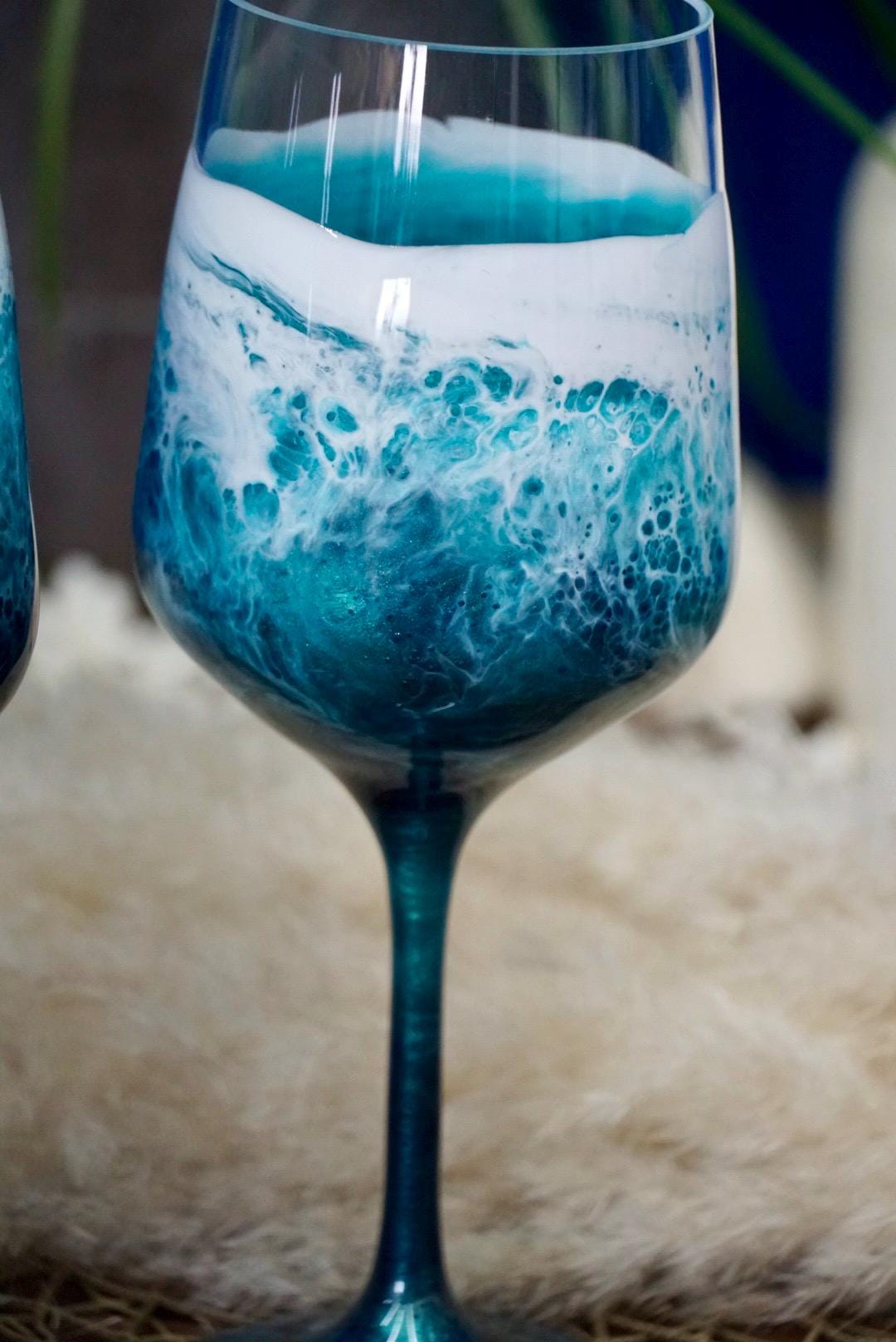 Turquoise Waves Acylic Wine Glasses | Coastal Decor