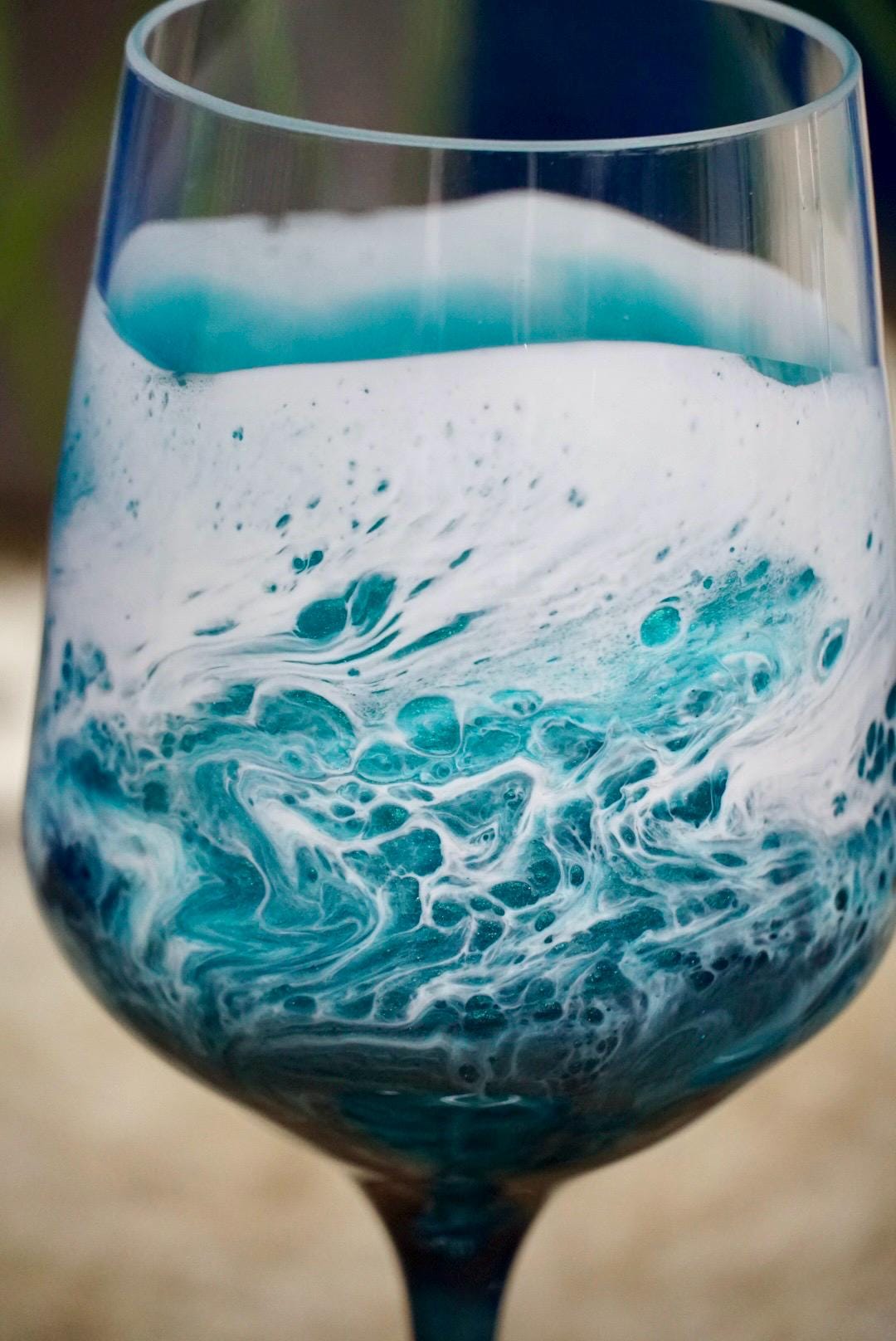 Turquoise Waves Acylic Wine Glasses | Coastal Decor