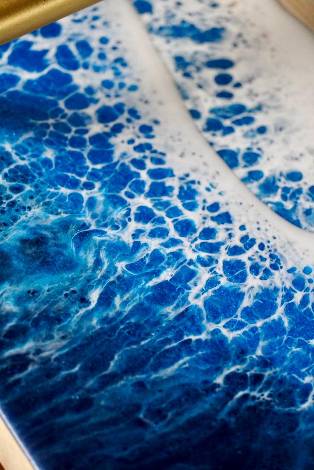 Ocean Waves Charcuterie Board with gold handles