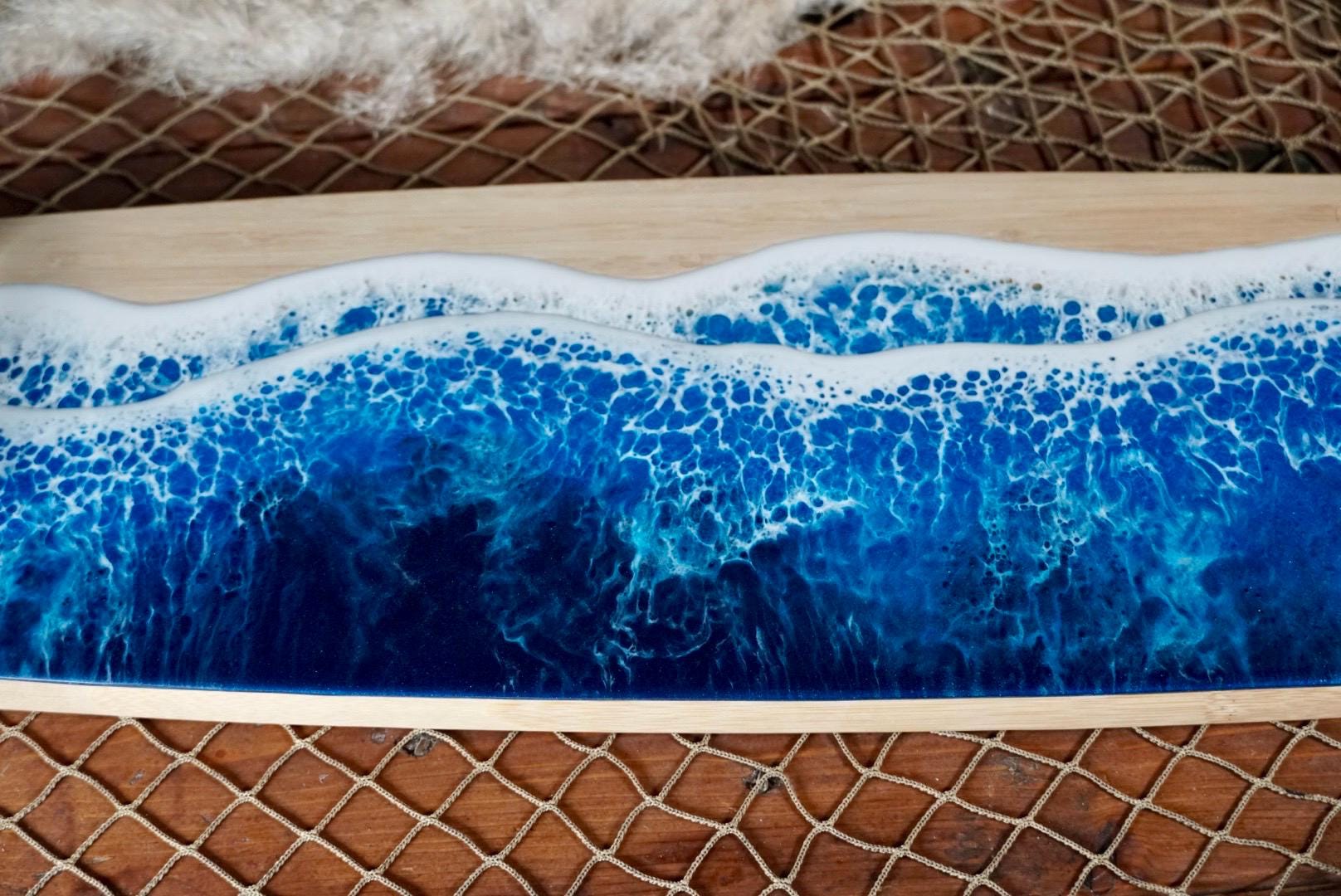 Ocean Waves Charcuterie Board with gold handles