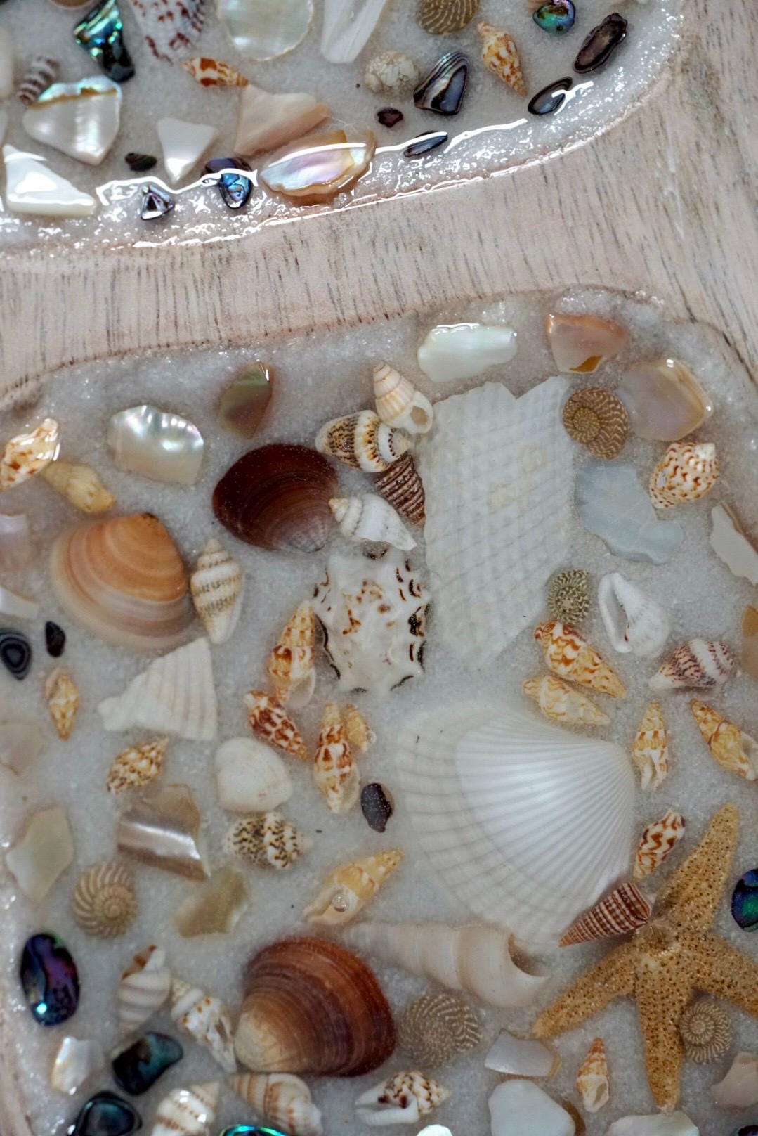 Sea Shell Mango Wood Tray Set