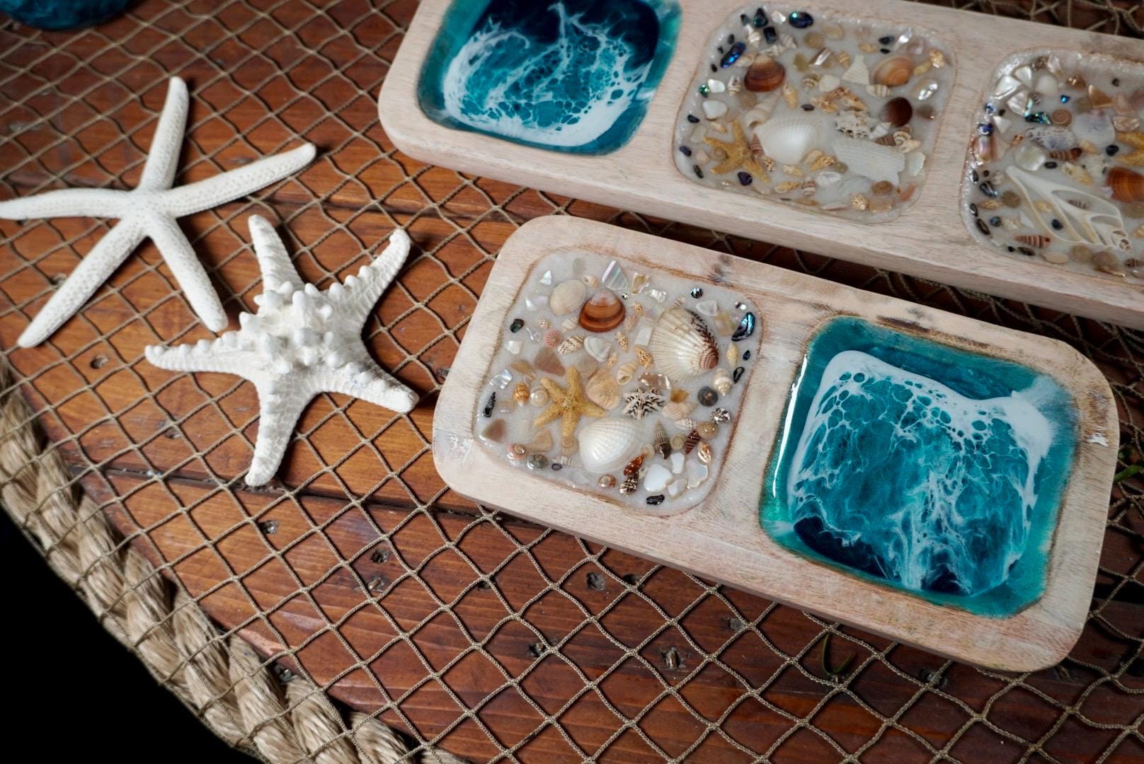 Sea Shell Mango Wood Tray Set