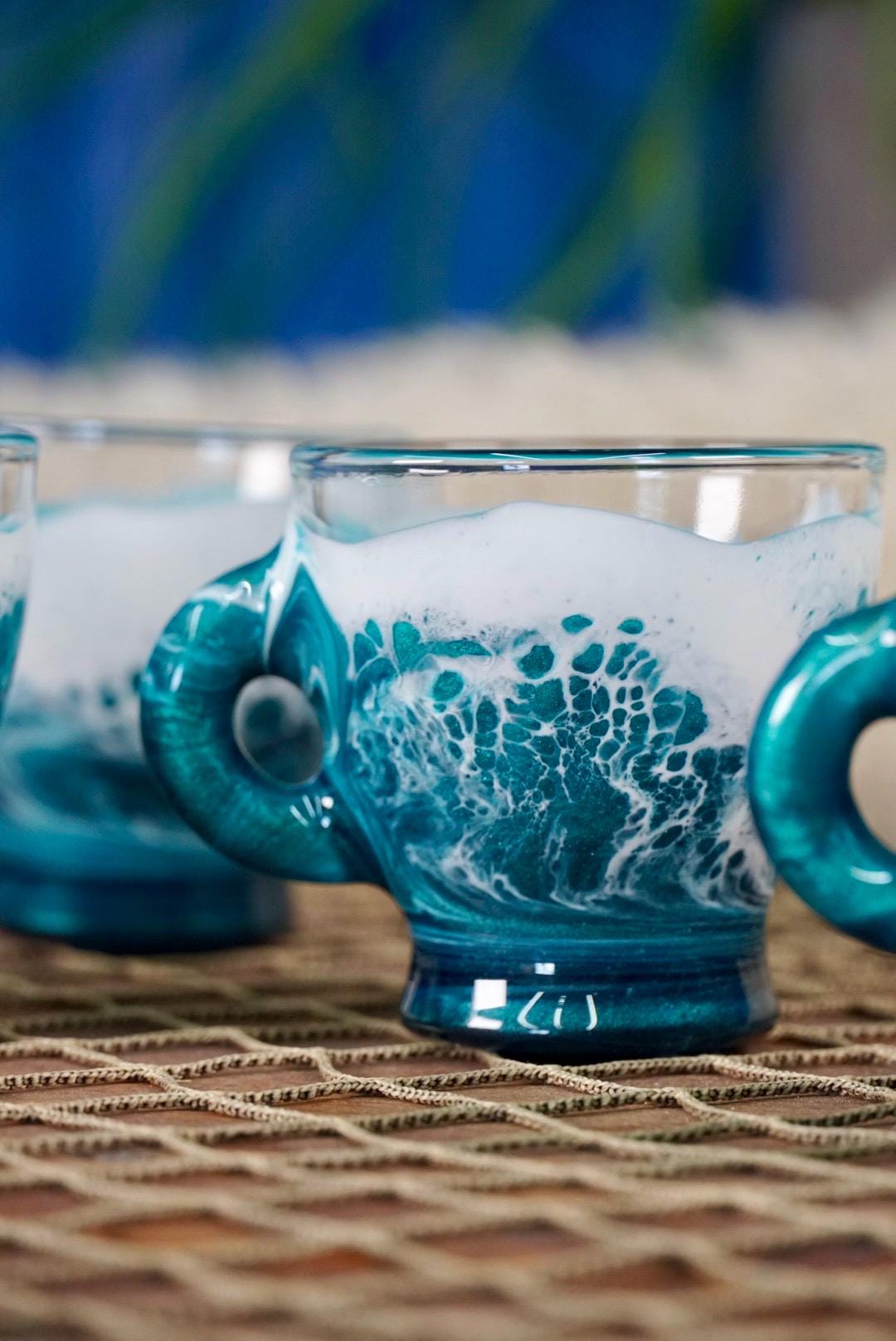 Turquoise Waves Espresso Coffee Cups | Coastal Decor