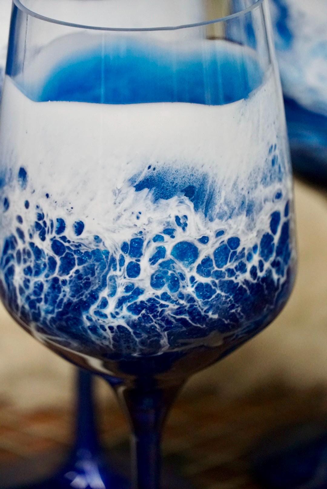 Ocean Waves Acrylic Wine Glasses | Coastal Decor