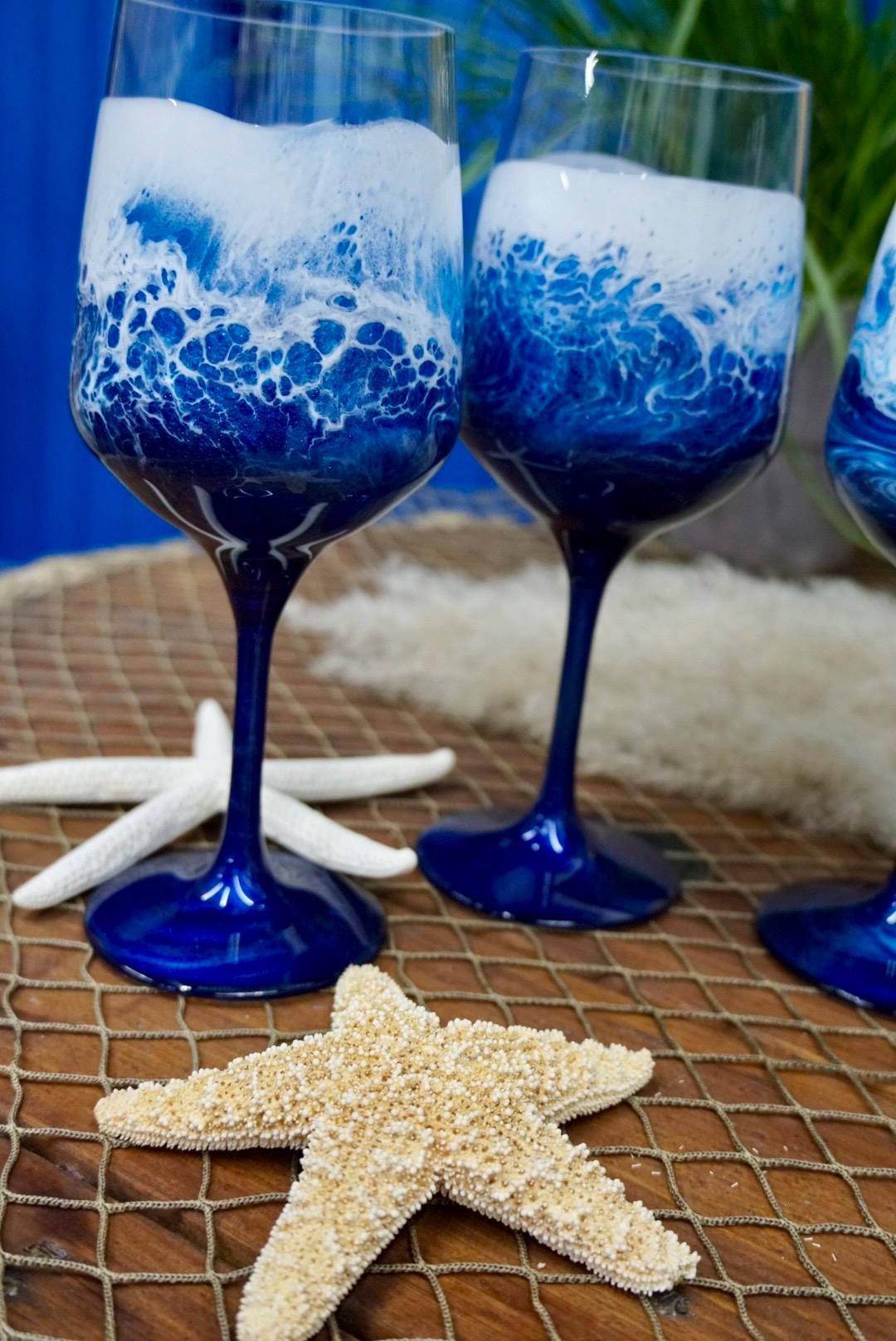 Ocean Waves Acrylic Wine Glasses | Coastal Decor