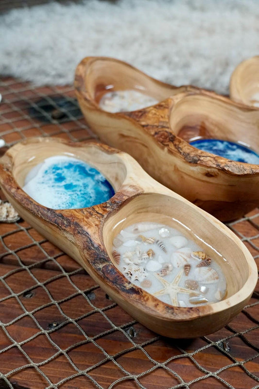 Olive wood live edge dish