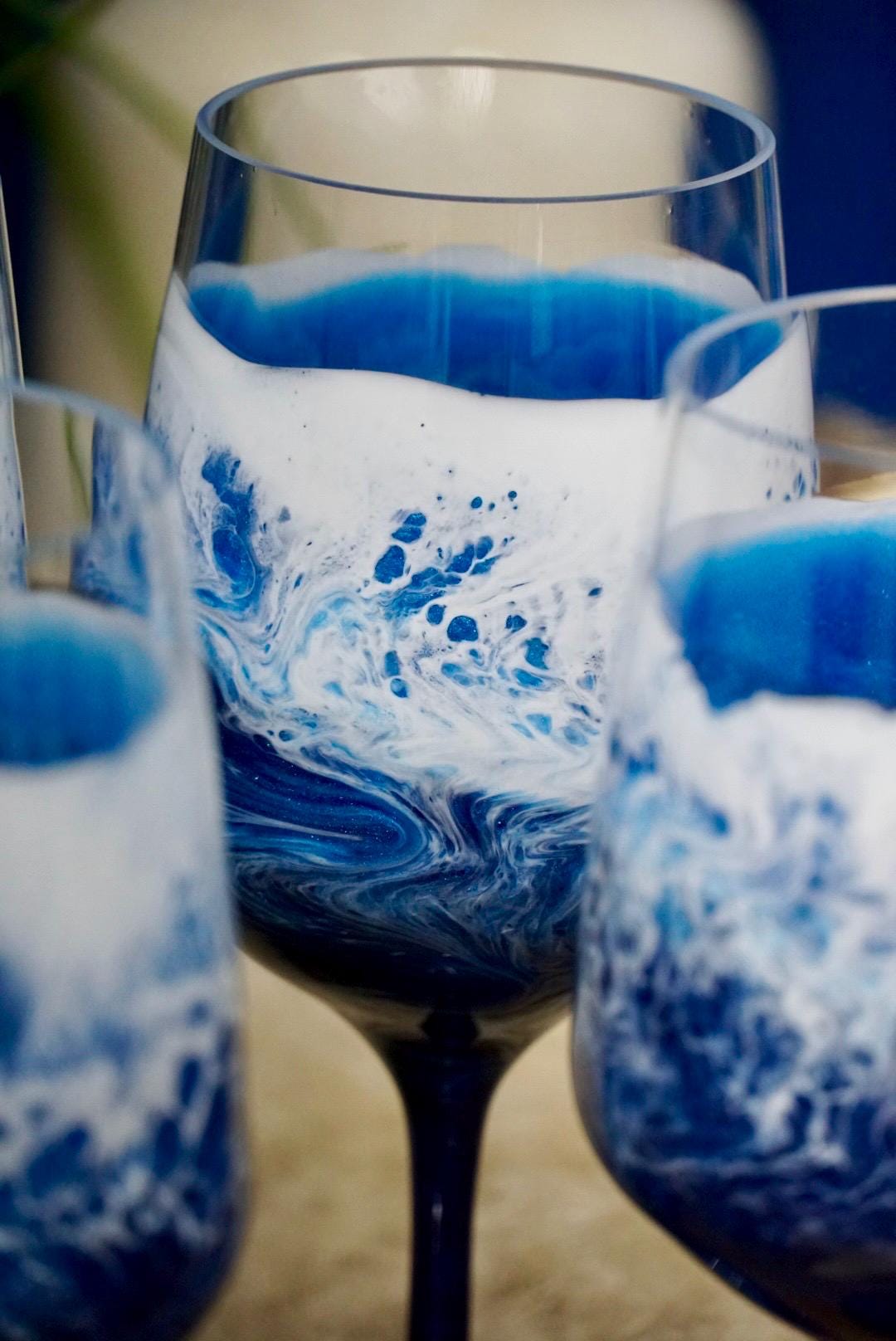 Ocean Waves Acrylic Wine Glasses | Coastal Decor