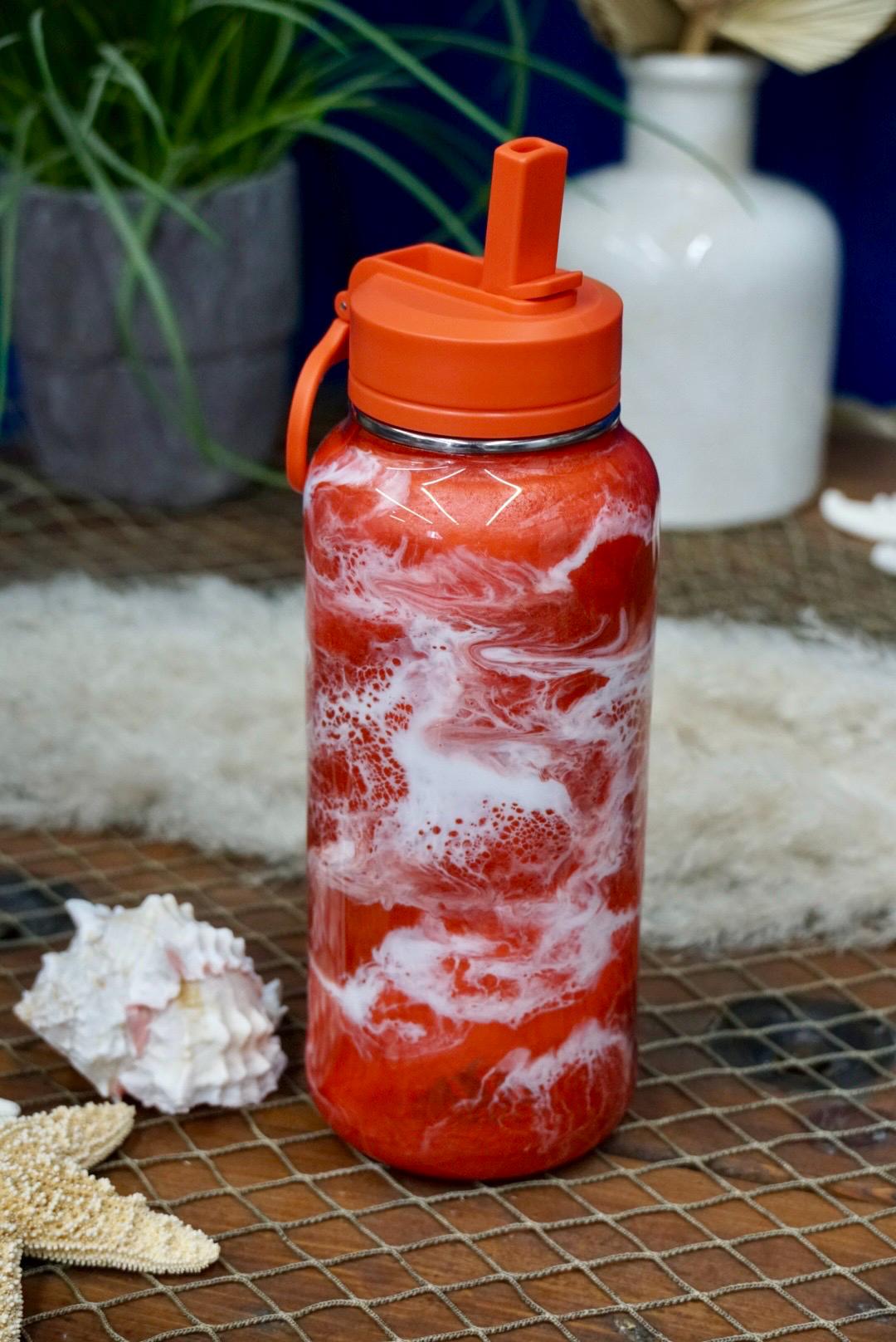 Sunset Orange Waves Water Bottle