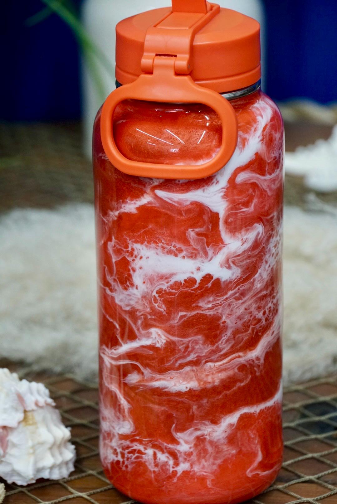 Sunset Orange Waves Water Bottle
